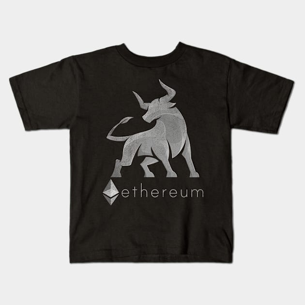 Vintage Bull Market Ethereum Coin Crypto Token Cryptocurrency Wallet Ethereum HODL Birthday Gift For Men Women Kids Kids T-Shirt by Thingking About